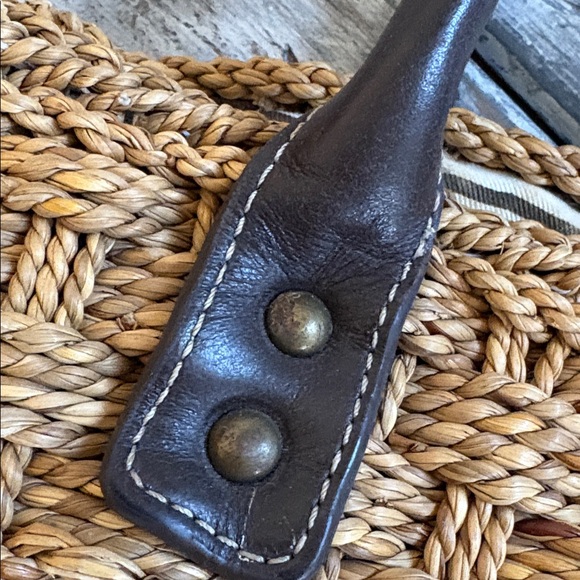 I Crew vintage rattan handbag with leather handles - Picture 3 of 6